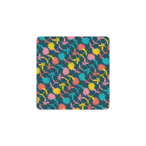 Colorful Floral Pattern Square Coaster