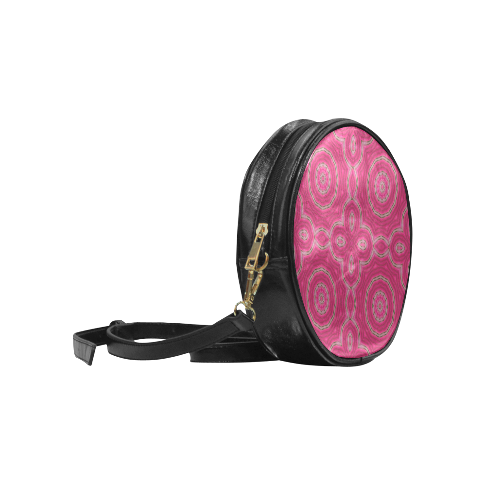 Pink Circles & Ovals Round Sling Bag (Model 1647)