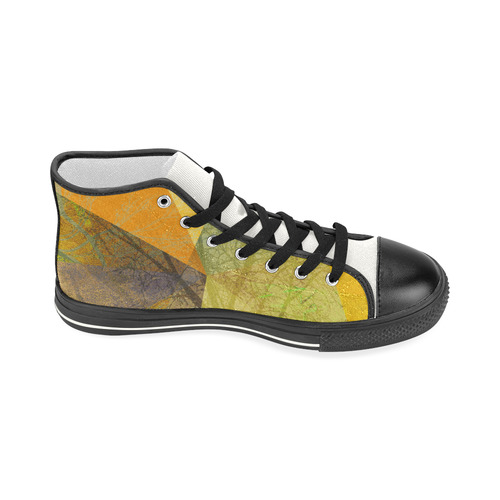 P24-F_Yellow Green Trees and Triangle Design Women's Classic High Top Canvas Shoes (Model 017)