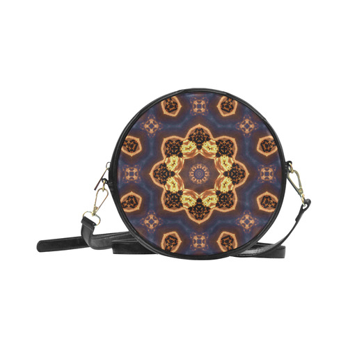 Sunset Flower (black) Round Sling Bag (Model 1647)