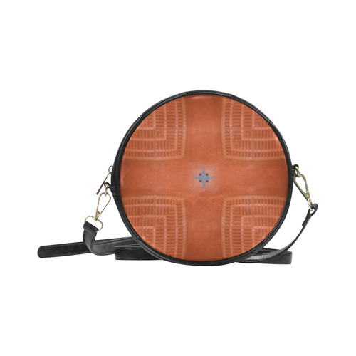 Orange Circle and Blocks Round Sling Bag (Model 1647)