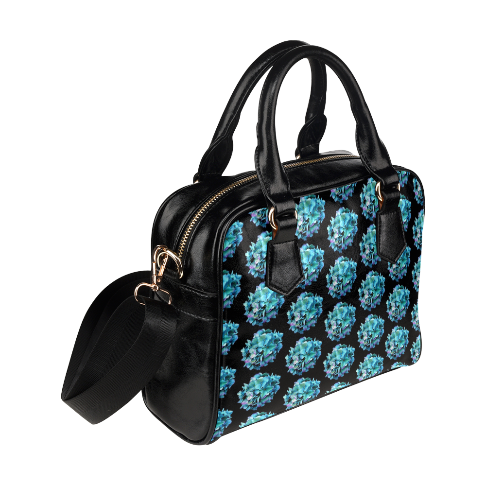 Green Blue Hydrangea Pattern Shoulder Handbag (Model 1634)