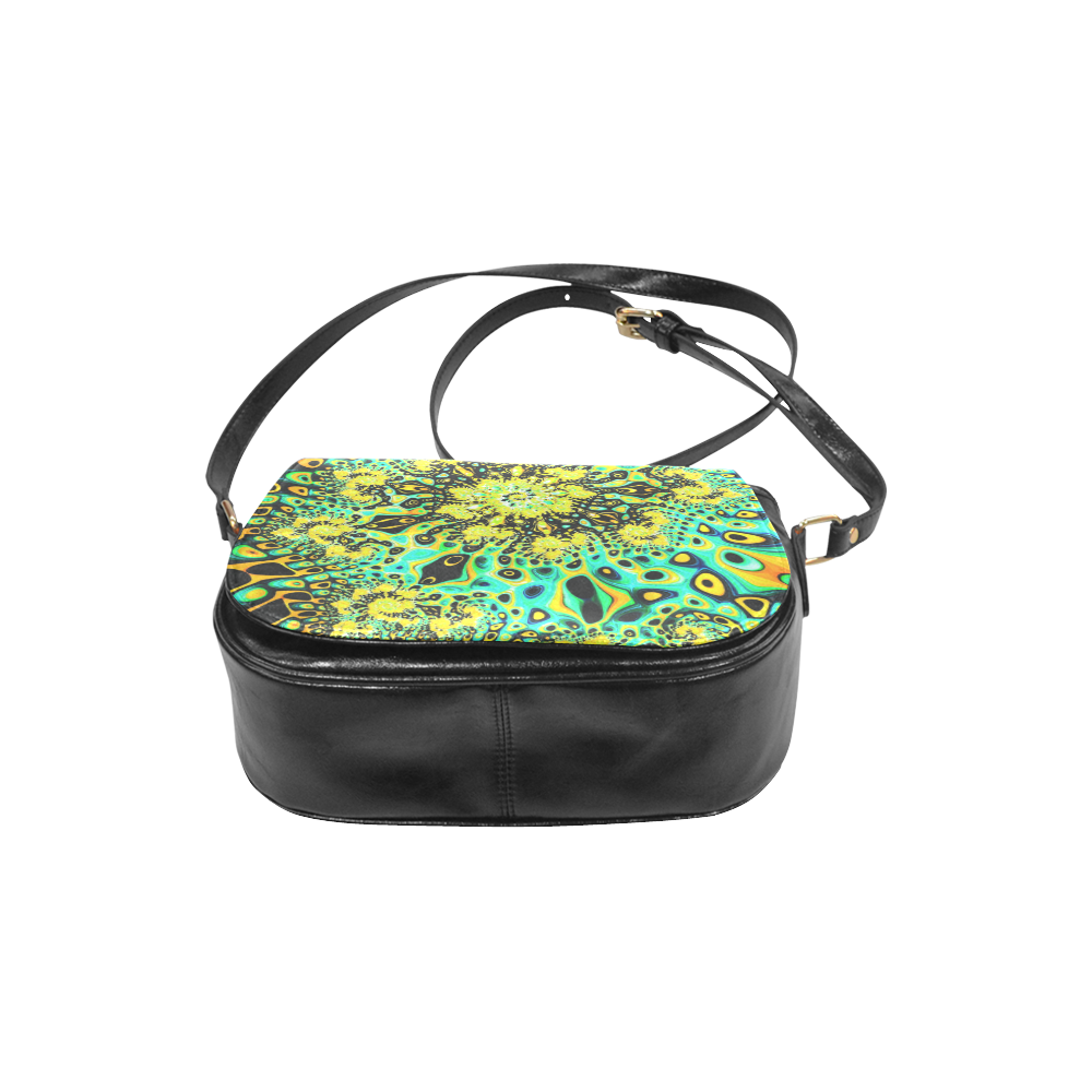 Gold Peacock Psychedelic Fractal Art Classic Saddle Bag/Small (Model 1648)