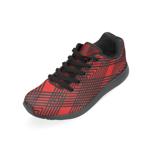 Red and black geometric  pattern,  with rombs. Women’s Running Shoes (Model 020)