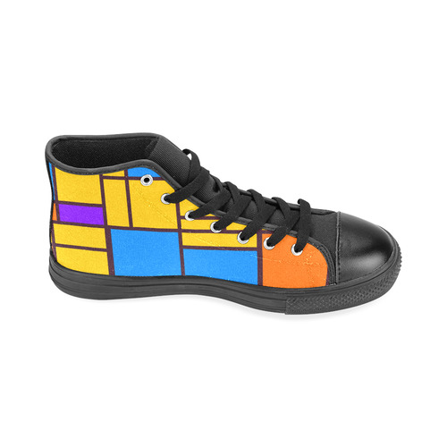 Shapes in retro colors Men’s Classic High Top Canvas Shoes /Large Size (Model 017)