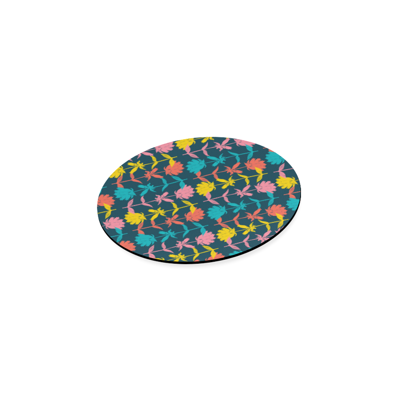 Colorful Floral Pattern Round Coaster