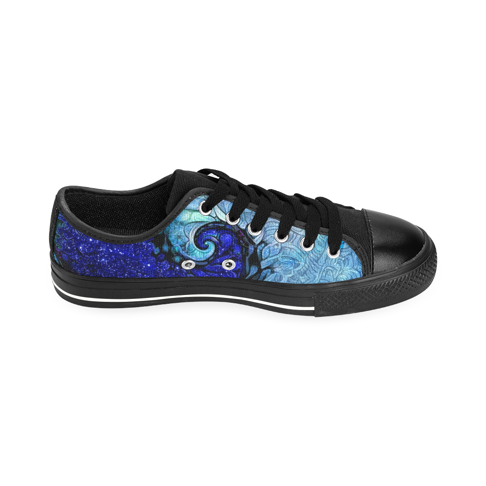 Scorpio Spiral Black Canvas Shoes for Men -- Nocturne of Scorpio Fractal Astrology Men's Classic Canvas Shoes/Large Size (Model 018)