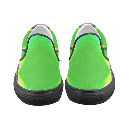 Multicolor Shimmering Fractal Design Men's Unusual Slip-on Canvas Shoes (Model 019)