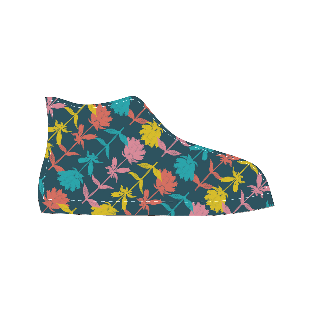Colorful Floral Pattern Men’s Classic High Top Canvas Shoes (Model 017)