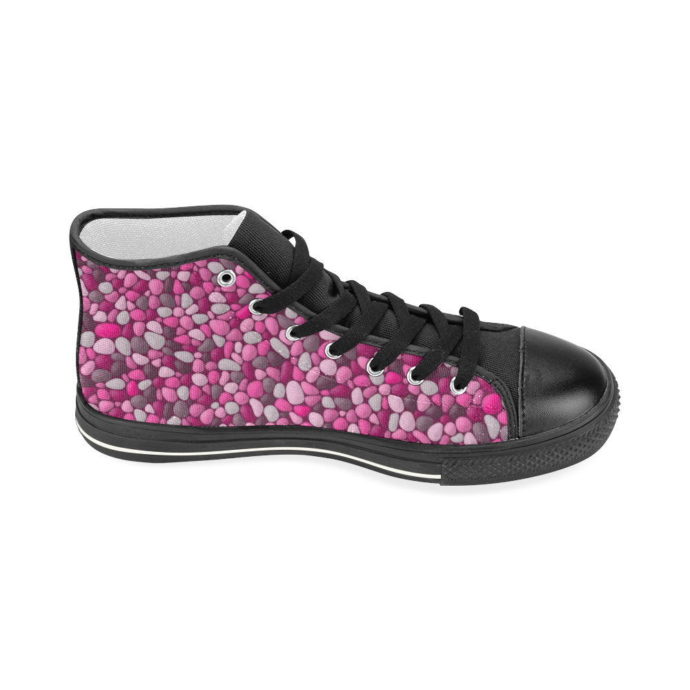 Pink Abstract Pebbles Mosaic by ArtformDesigns Women's Classic High Top Canvas Shoes (Model 017)