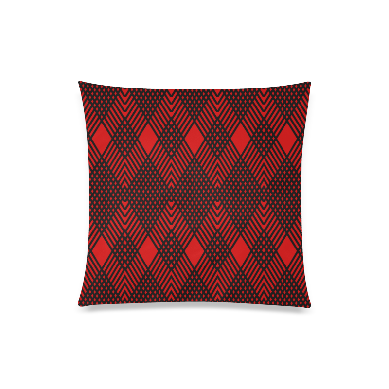 Red and black geometric  pattern,  with rombs. Custom Zippered Pillow Case 20"x20"(One Side)