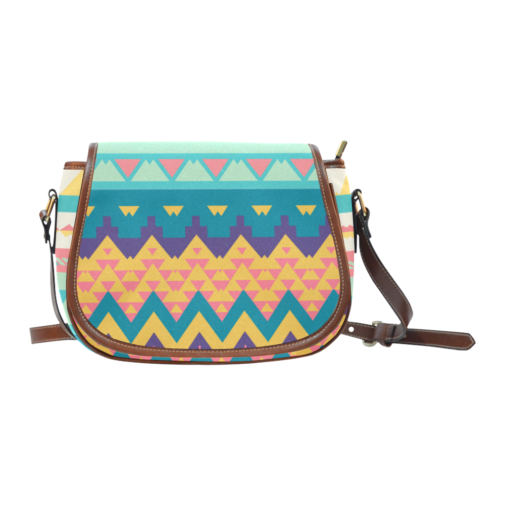 Pastel tribal design Saddle Bag/Large (Model 1649)