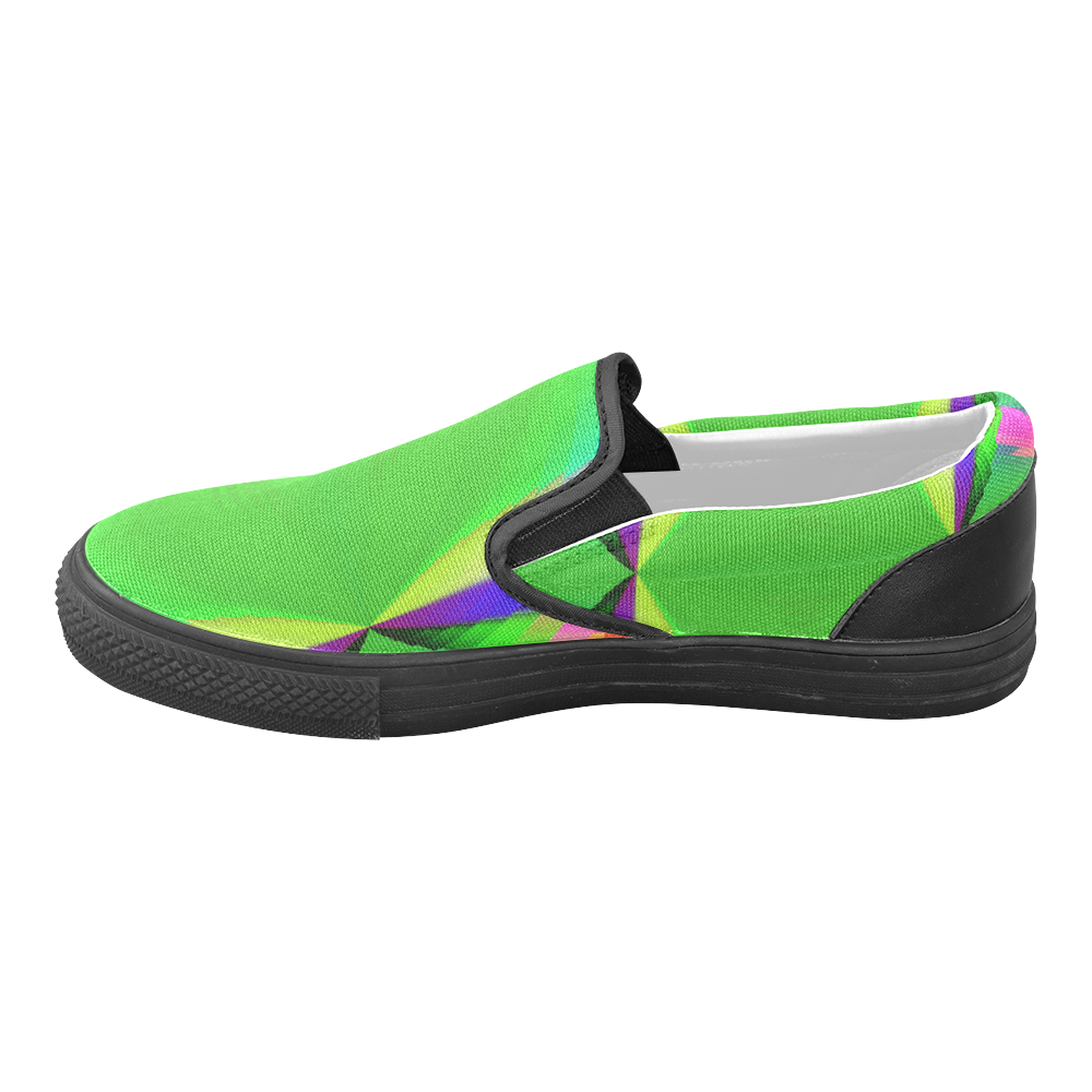 Multicolor Shimmering Fractal Design Men's Unusual Slip-on Canvas Shoes (Model 019)