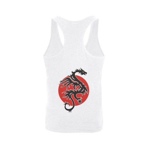Sun Dragon with Pearl - black Red White Plus-size Men's I-shaped Tank Top (Model T32)