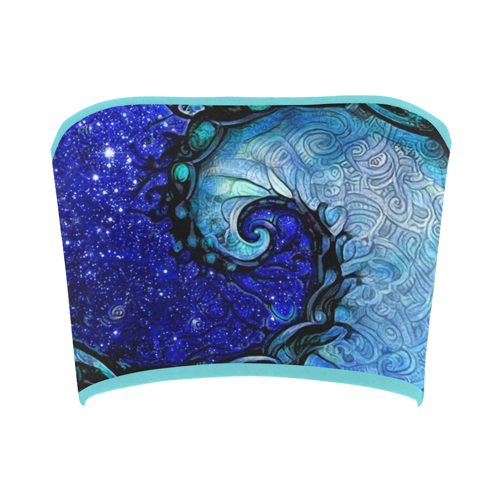 Scorpio Spiral Turquoise Tube Top -- Nocturne of Scorpio Fractal Astrology Bandeau Top