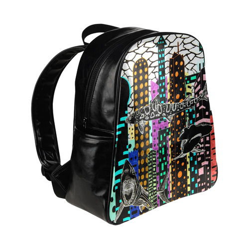 Sharknado Inverted side pocket backpack Multi-Pockets Backpack (Model 1636)