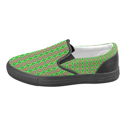Abstract Flower Fractal Pattern Men's Slip-on Canvas Shoes (Model 019)