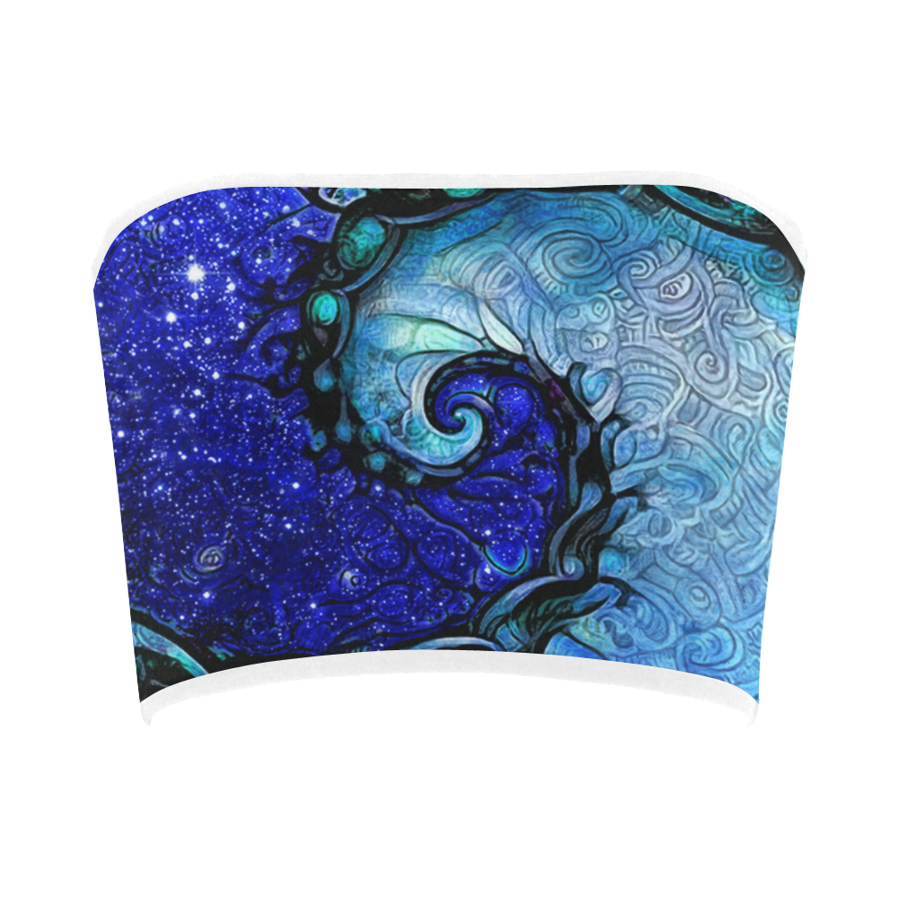 Scorpio Spiral White Tube Top -- Nocturne of Scorpio Fractal Astrology Bandeau Top