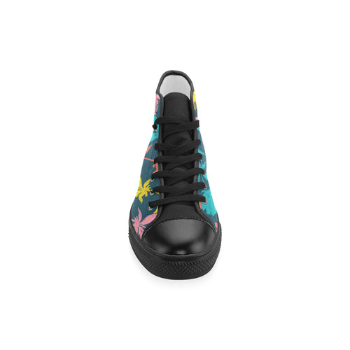 Colorful Floral Pattern Men’s Classic High Top Canvas Shoes (Model 017)