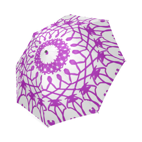 purple dream mandala white umbrella Foldable Umbrella (Model U01)
