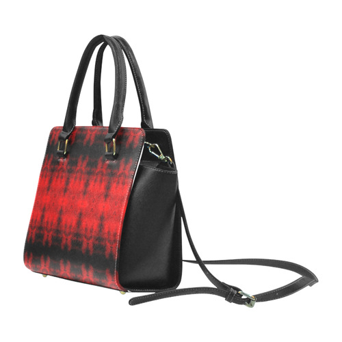 Red Black Gothic Pattern Rivet Shoulder Handbag (Model 1645)