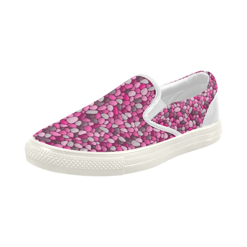Pink Abstract Pebbles Mosaic by ArtformDesigns Women's Slip-on Canvas Shoes (Model 019)