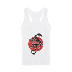 Sun Dragon with Pearl - black Red White Men's I-shaped Tank Top (Model T32)