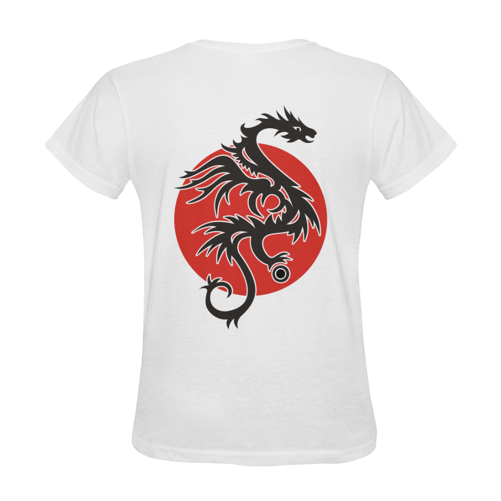 Sun Dragon with Pearl - black Red White Sunny Women's T-shirt (Model T05)