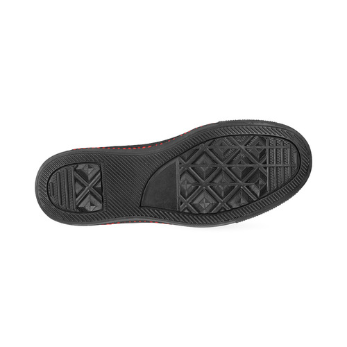Red and black geometric  pattern,  with rombs. Women's Classic Canvas Shoes (Model 018)