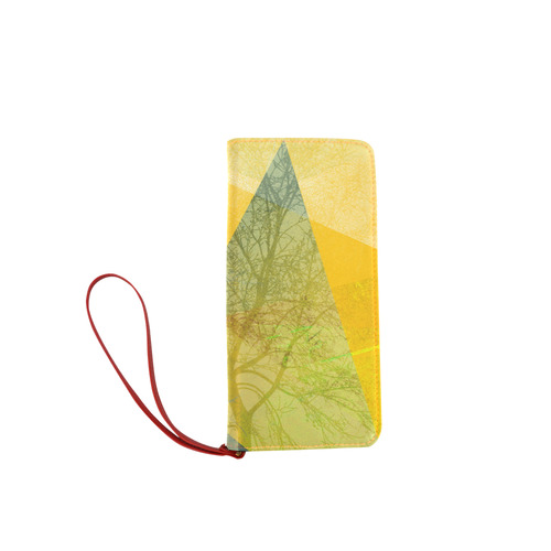 P24-F_Yellow Green Trees and Triangles Design Women's Clutch Wallet (Model 1637)