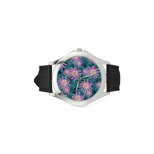 Whimsical Garden Women's Classic Leather Strap Watch(Model 203)