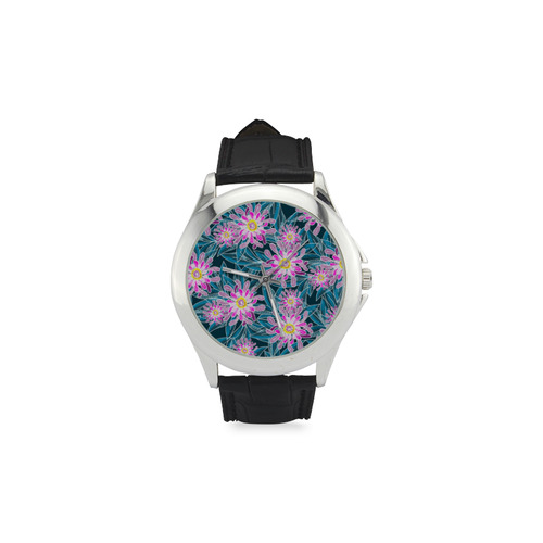 Whimsical Garden Women's Classic Leather Strap Watch(Model 203)