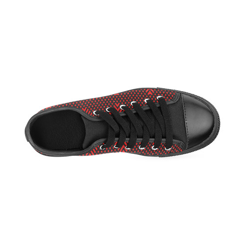 Red and black geometric  pattern,  with rombs. Men's Classic Canvas Shoes/Large Size (Model 018)