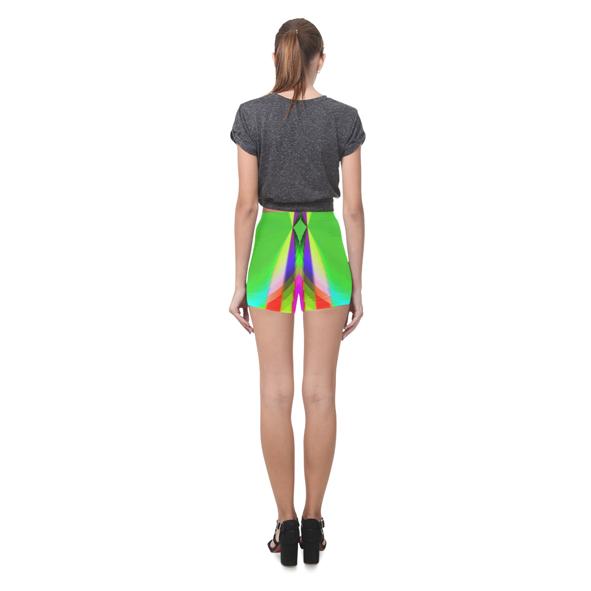 Multicolor Shimmering Fractal Design Briseis Skinny Shorts (Model L04)