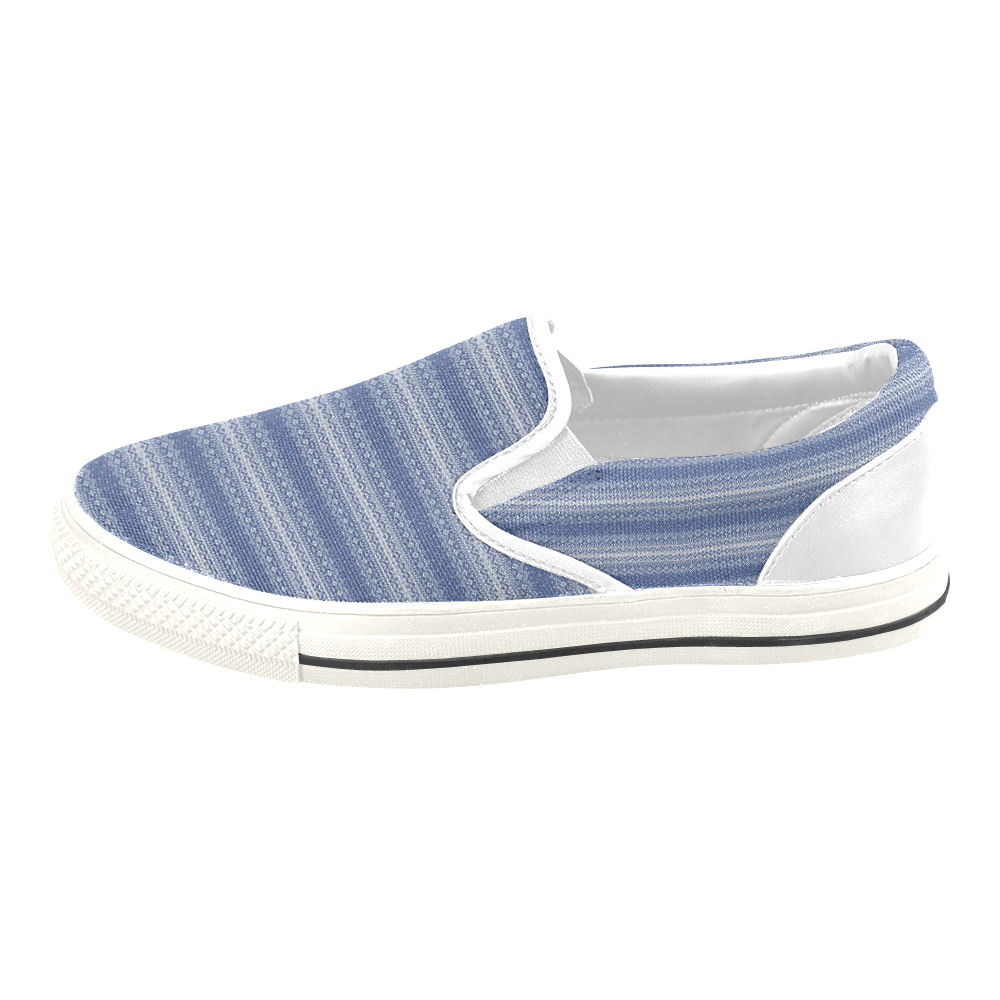 Knittet Stripes Design Men's Unusual Slip-on Canvas Shoes (Model 019)