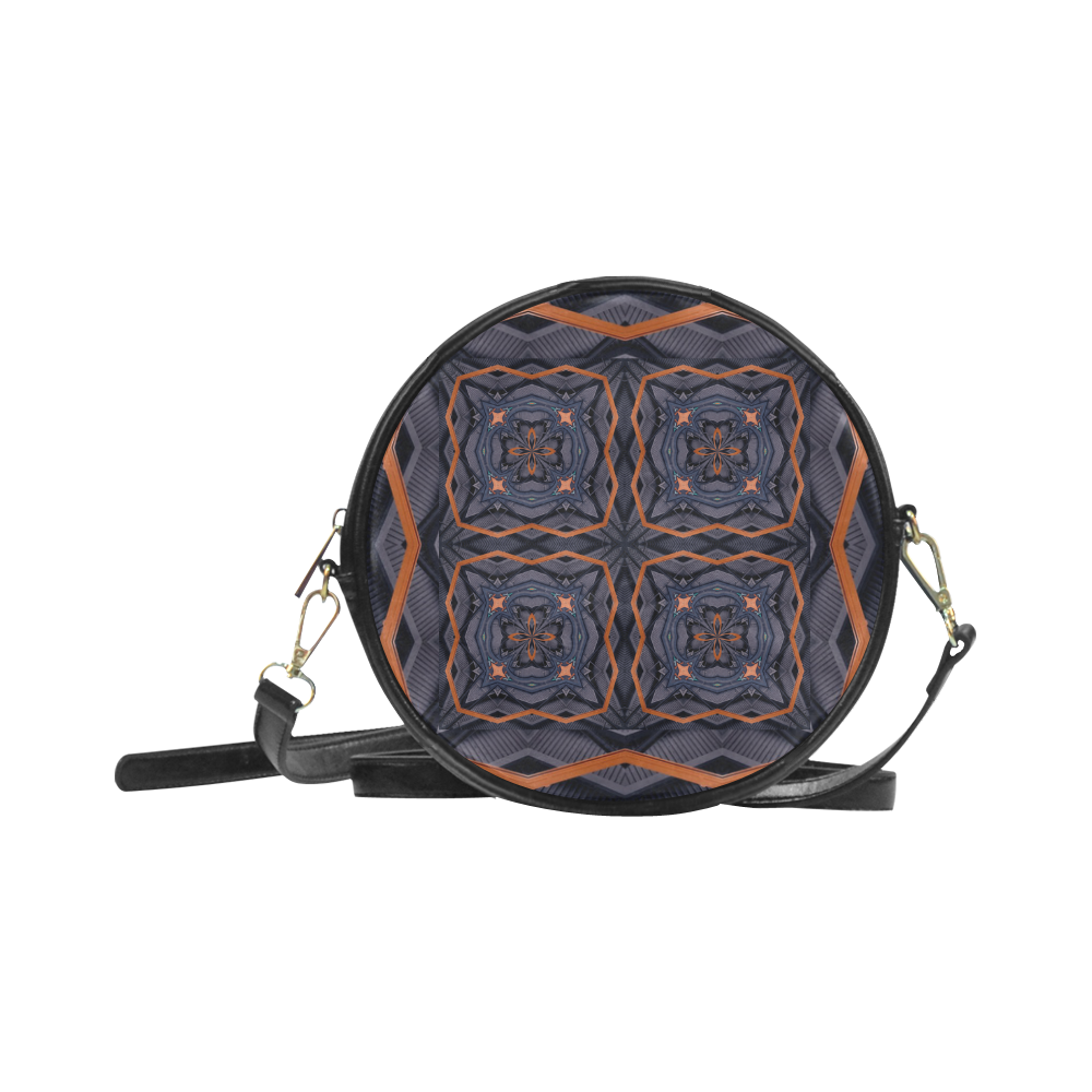 Industrial Blue & Orange 2 (black) Round Sling Bag (Model 1647)