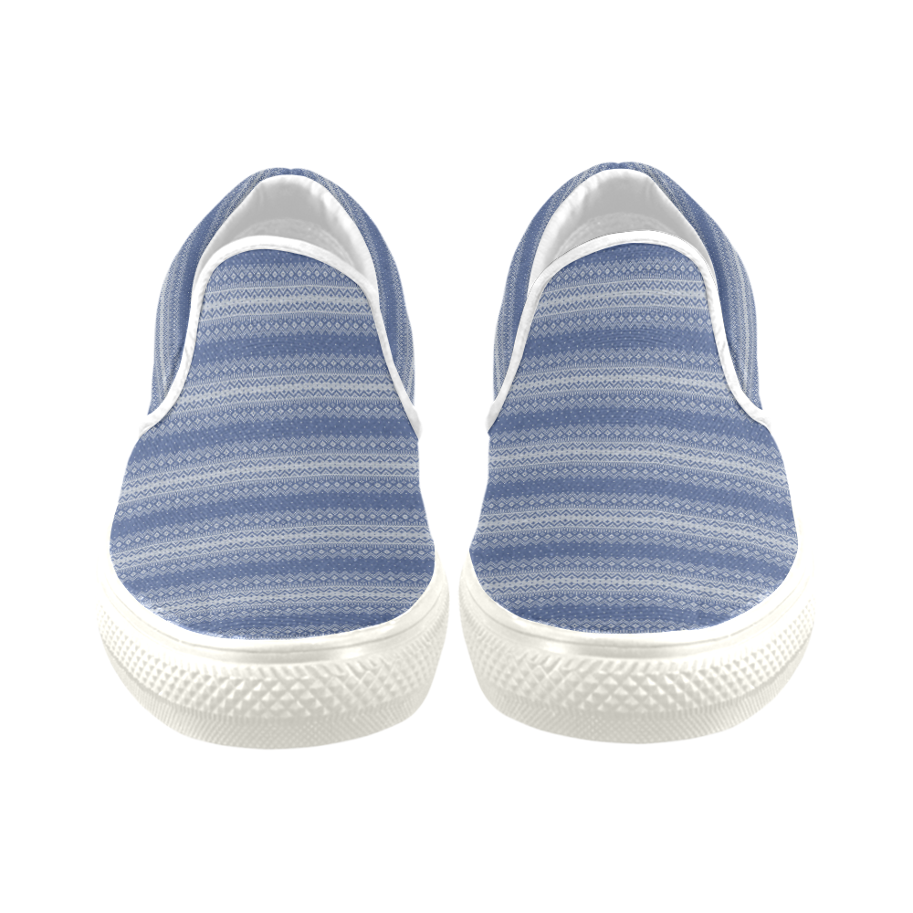 Knittet Stripes Design Men's Unusual Slip-on Canvas Shoes (Model 019)