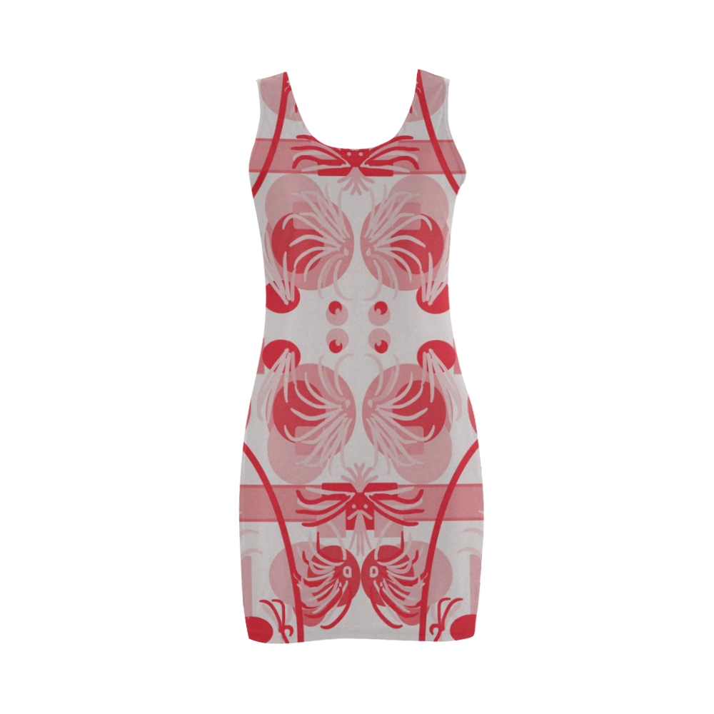 Foliage in red and gray Medea Vest Dress (Model D06)