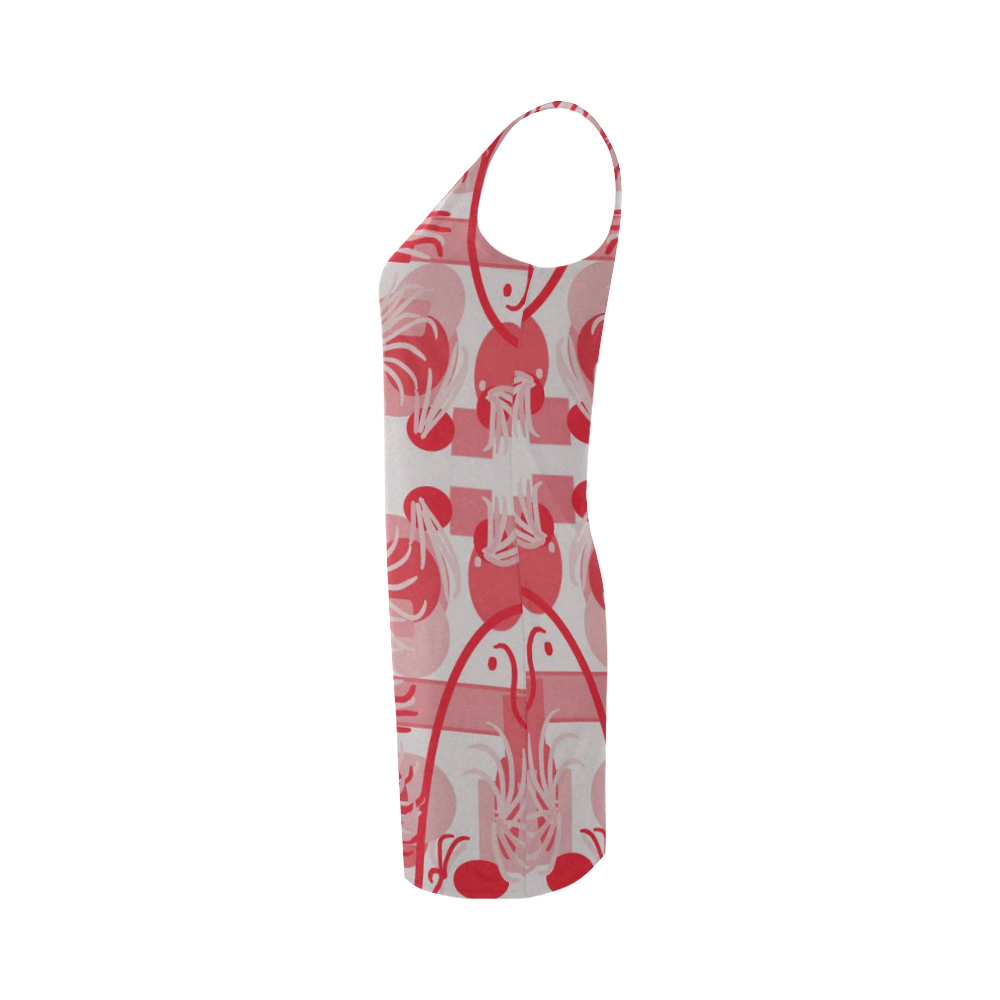 Foliage in red and gray Medea Vest Dress (Model D06)