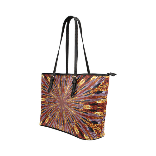 PATRIOTIC: USA Flag & Fireworks Abstract 2 Leather Tote Bag/Small (Model 1651)