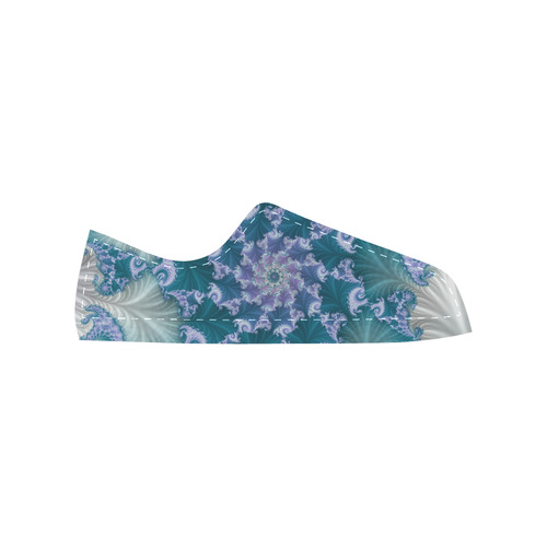Floral spiral in soft blue on flowing fabric Men's Classic Canvas Shoes (Model 018)
