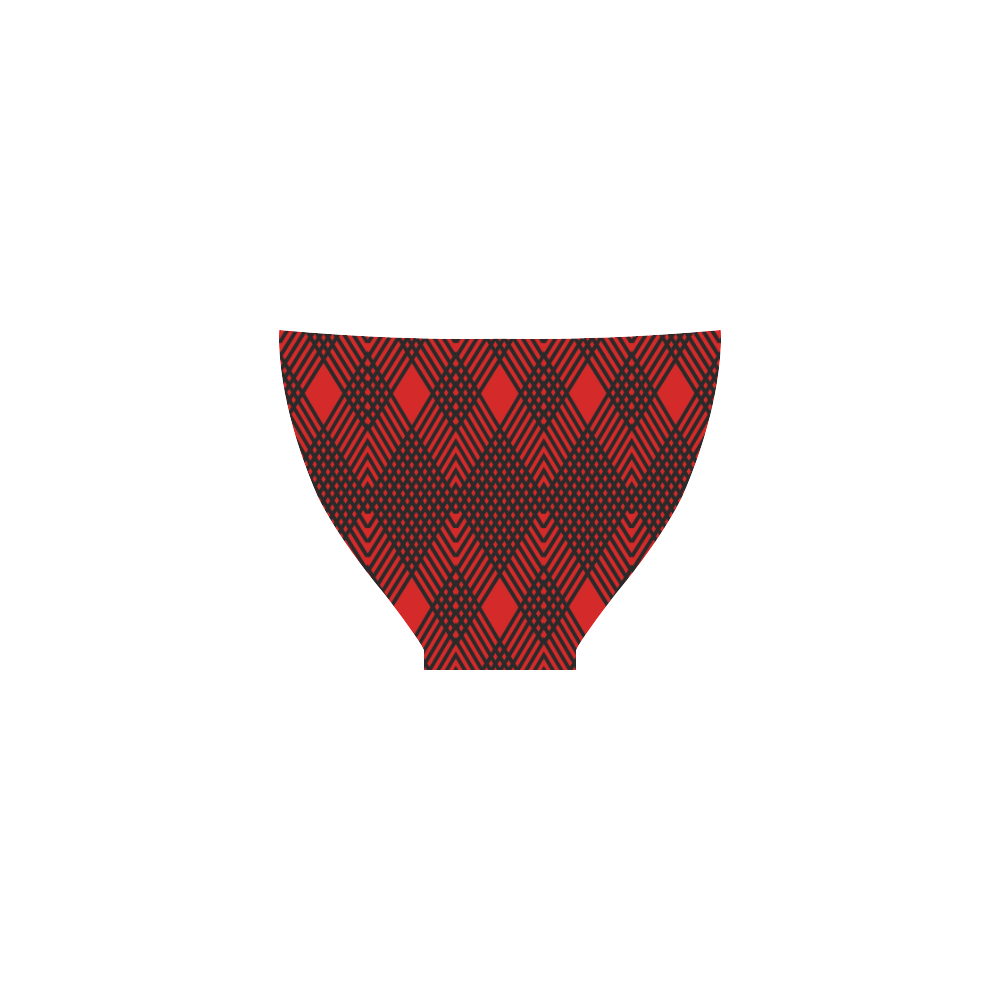 Red and black geometric  pattern,  with rombs. Custom Bikini Swimsuit