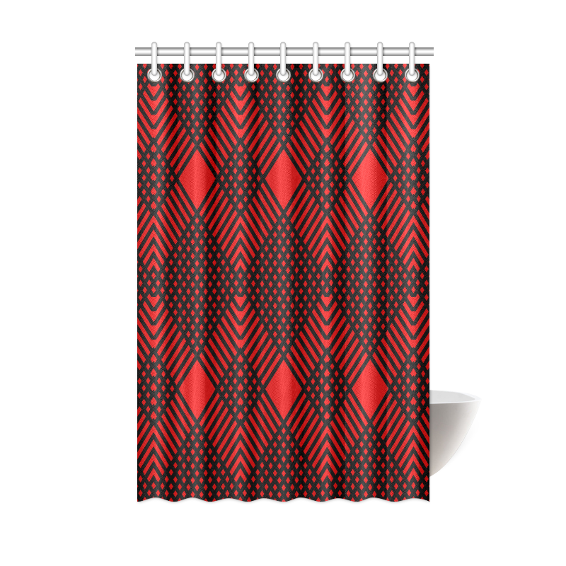 Red and black geometric  pattern,  with rombs. Shower Curtain 48"x72"