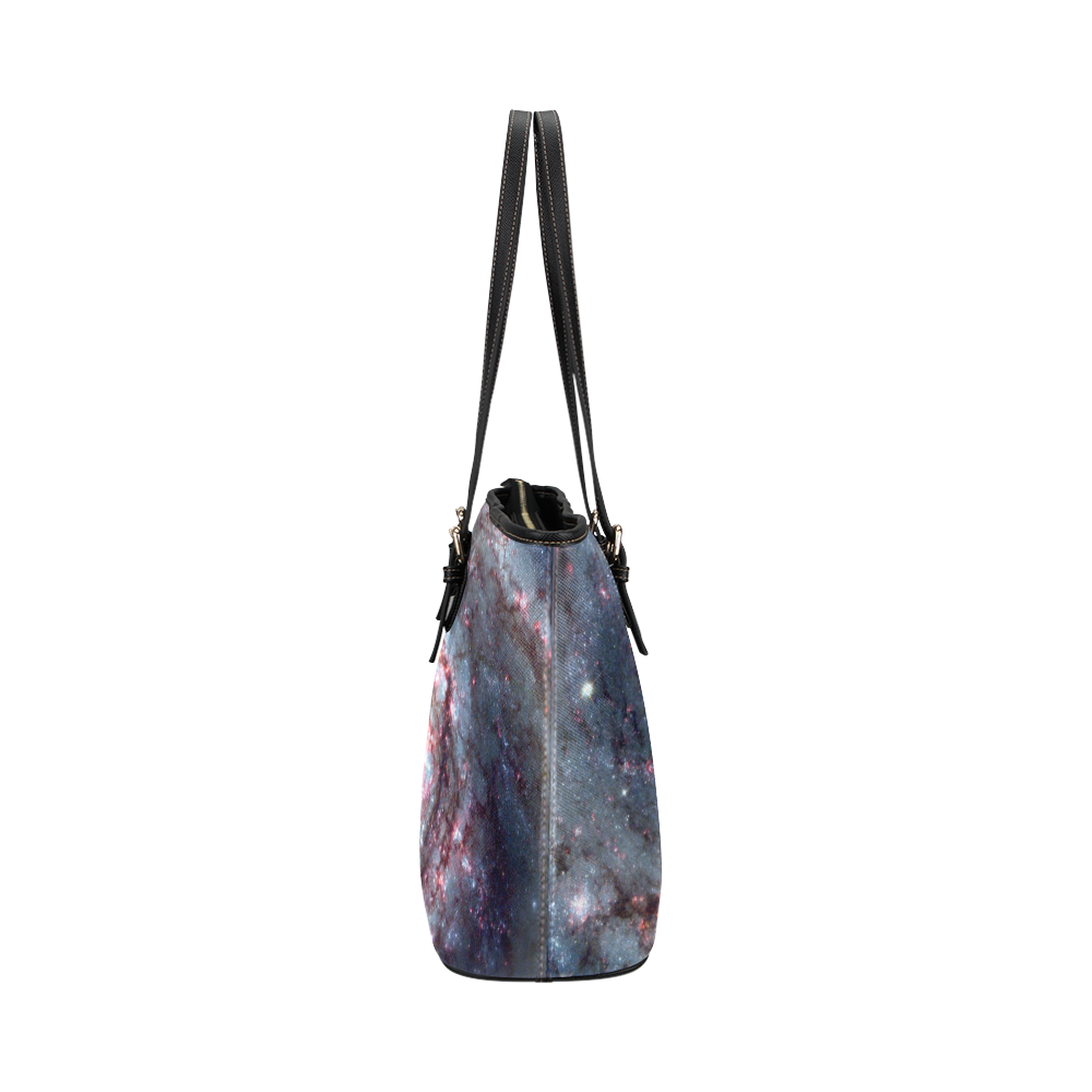 NASA: Whirlpool Galaxy Stars Outerspace Leather Tote Bag/Small (Model 1651)