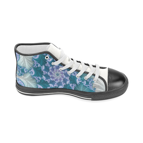 Floral spiral in soft blue on flowing fabric Men’s Classic High Top Canvas Shoes (Model 017)