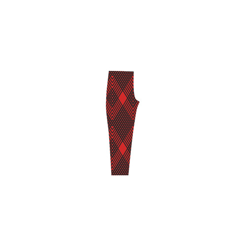 Red and black geometric  pattern,  with rombs. Capri Legging (Model L02)