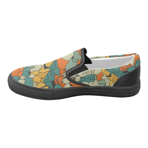 Textured retro shapes Women's Unusual Slip-on Canvas Shoes (Model 019)