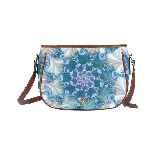 Floral spiral in soft blue on flowing fabric Saddle Bag/Large (Model 1649)