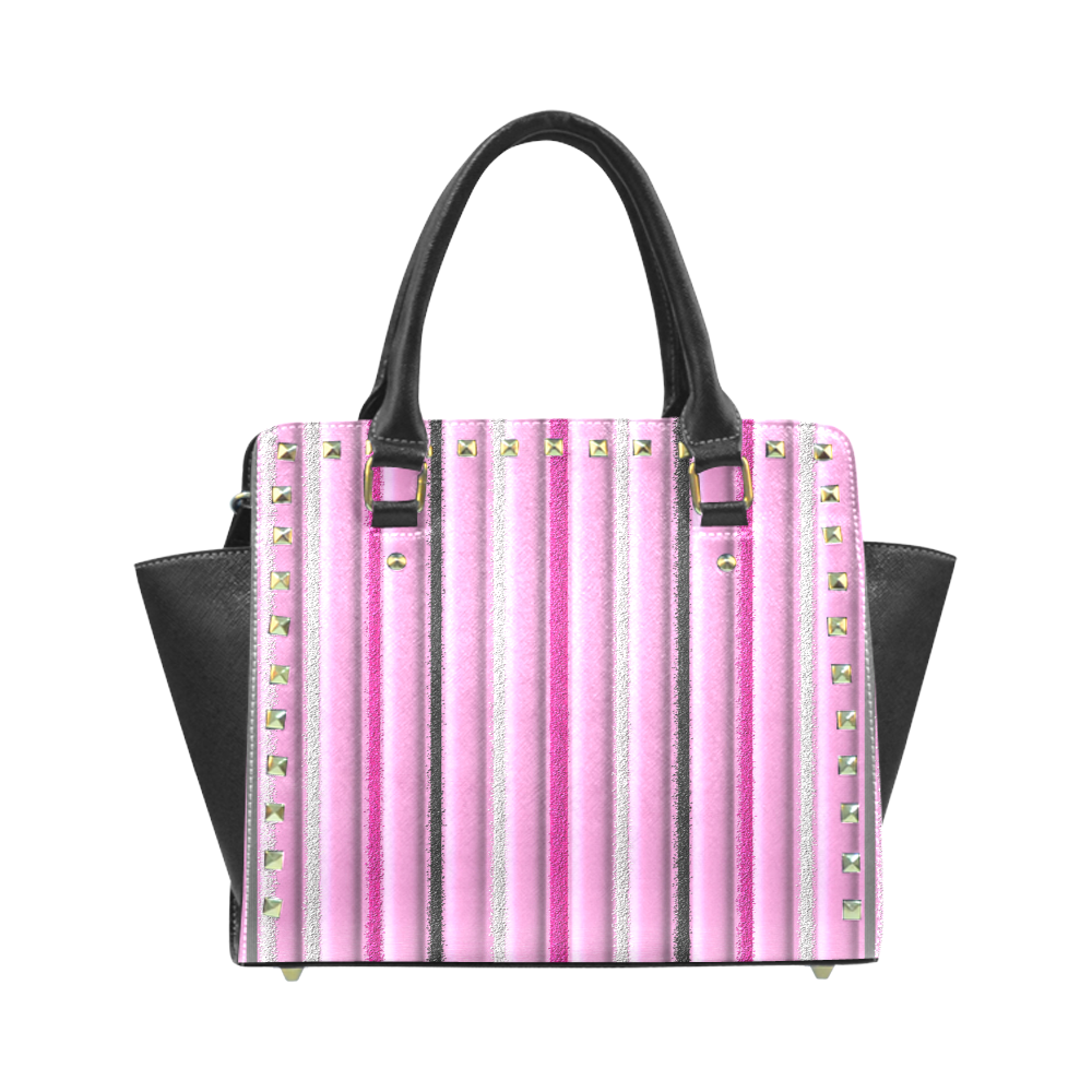 Pink Glamour Rivet Shoulder Handbag (Model 1645)