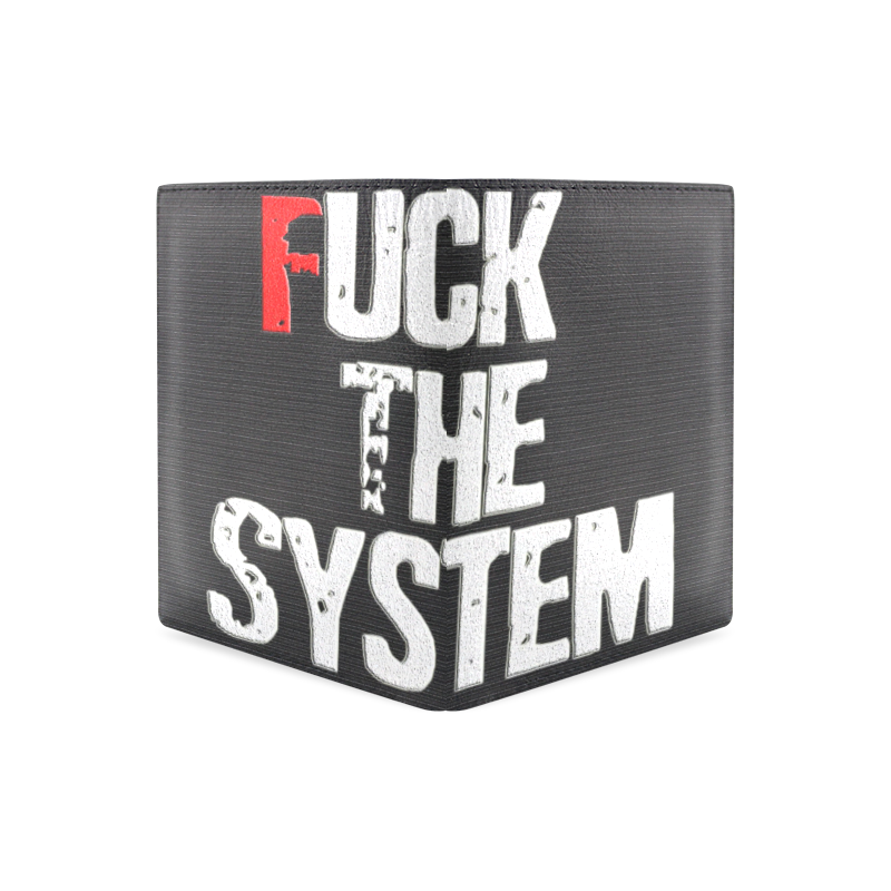 Fuck The System Men's Leather Wallet (Model 1612)